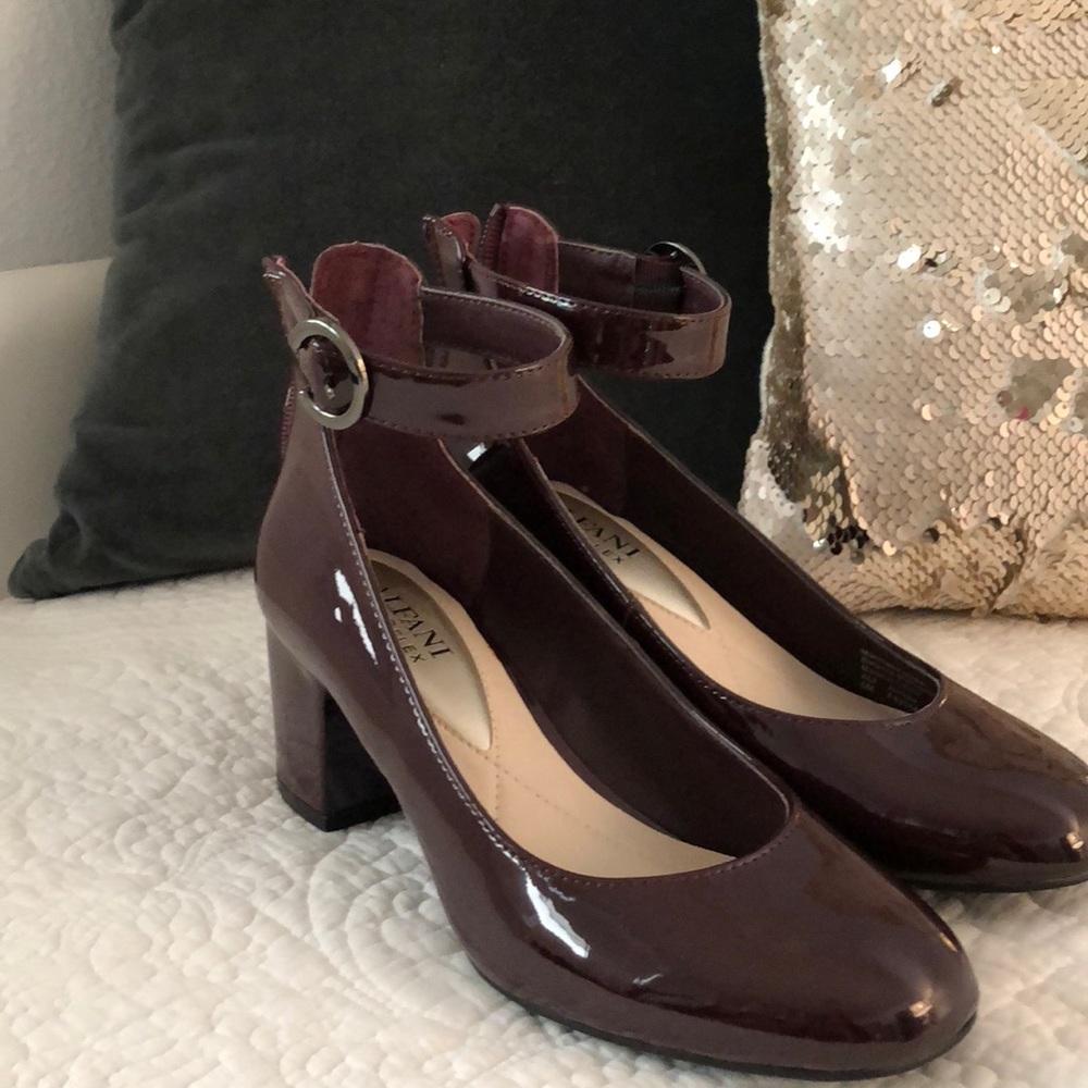 Alfani Burgundy/Eggplant Pumps with ankle strap